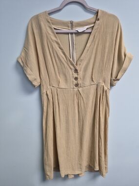 Italian Roberta Biagi Women's Short Sleeve Mini Dress in Light Beige